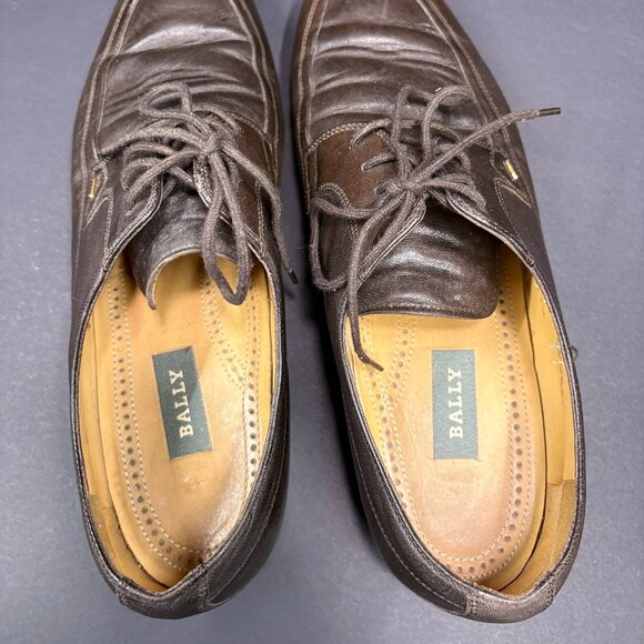 Bally Men\'s Lace up Shoes Dress Formal Made in France Dark Brown - Size 8